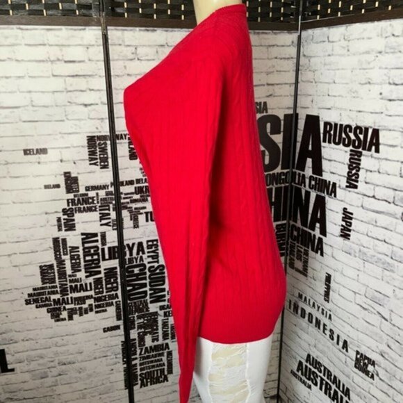 Merona Plus XXL Red Textured Crew Neck Ribbed Trim Long Sleeve Sweater - Picture 5 of 6